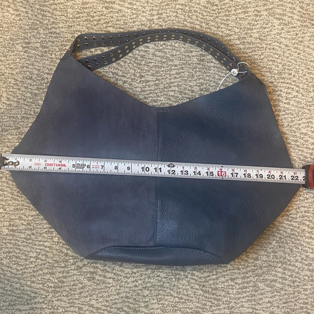 Shiraleah Blue Hobo Tote Bag with Studded Strap, Suede & Faux Leather - Picture 9 of 11